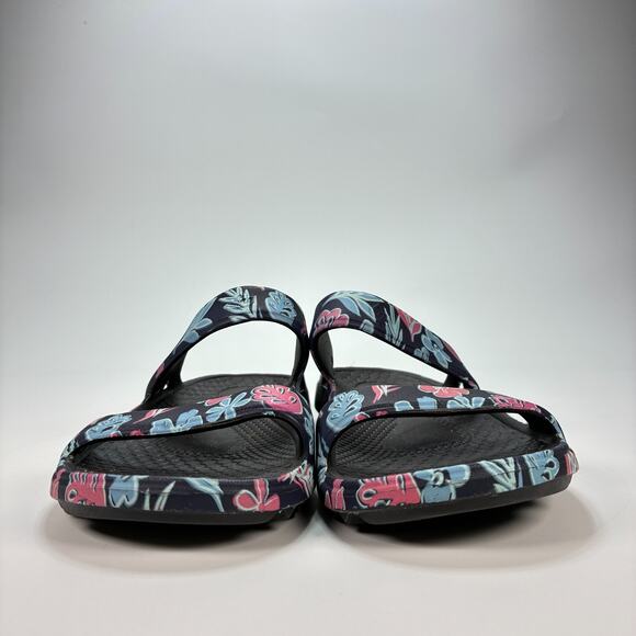 Spenco Fusion Slim Black Tropical Slide Slip On Comfort Sandals Women's Size 8 - Picture 2 of 8